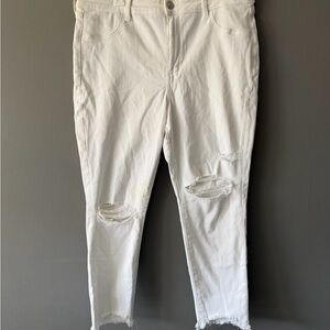 American Eagle Outfitters White Distressed Skinny Jeans